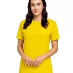 Camiseta de Algodão Feminina Amarelo ouro