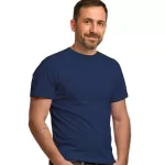 Camiseta Lisa de Algodão Azul Médio