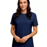 Camiseta de Algodão Feminina Azul Médio