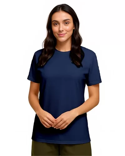 Camiseta de Algodão Feminina Azul Médio