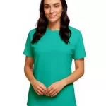 Camiseta de Algodão Feminina Azul Turquesa