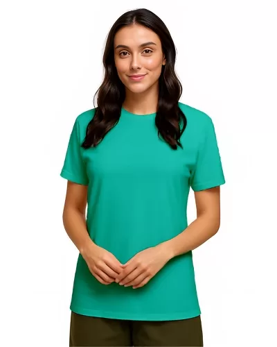 Camiseta de Algodão Feminina Azul Turquesa