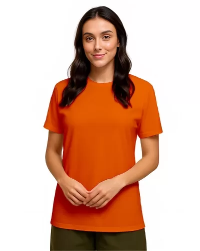 Camiseta de Algodão Feminina Laranja