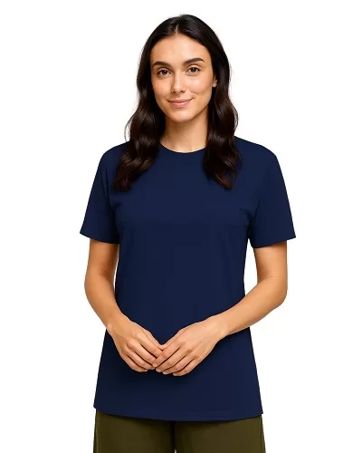 Camiseta de Algodão Feminina Marinho Intenso