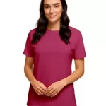 Camiseta de Algodão Feminina Rosa Pink