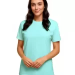 Camiseta de Algodão Feminina Azul Bebê