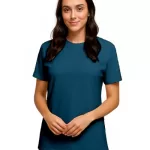 Camiseta de Poliéster Feminina Azul Oceano