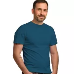 Camiseta Lisa de Poliéster Masculina Azul Oceano