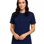 Camiseta Lisa de Poliéster Feminina Azul Marinho Intenso
