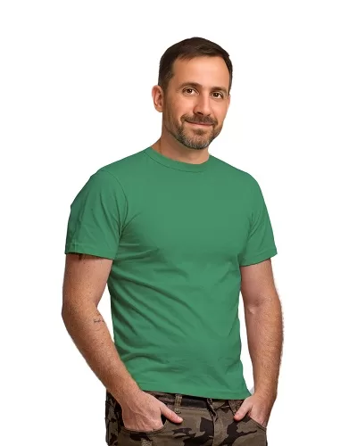 Camiseta Lisa de Poliéster Masculina Verde Jade